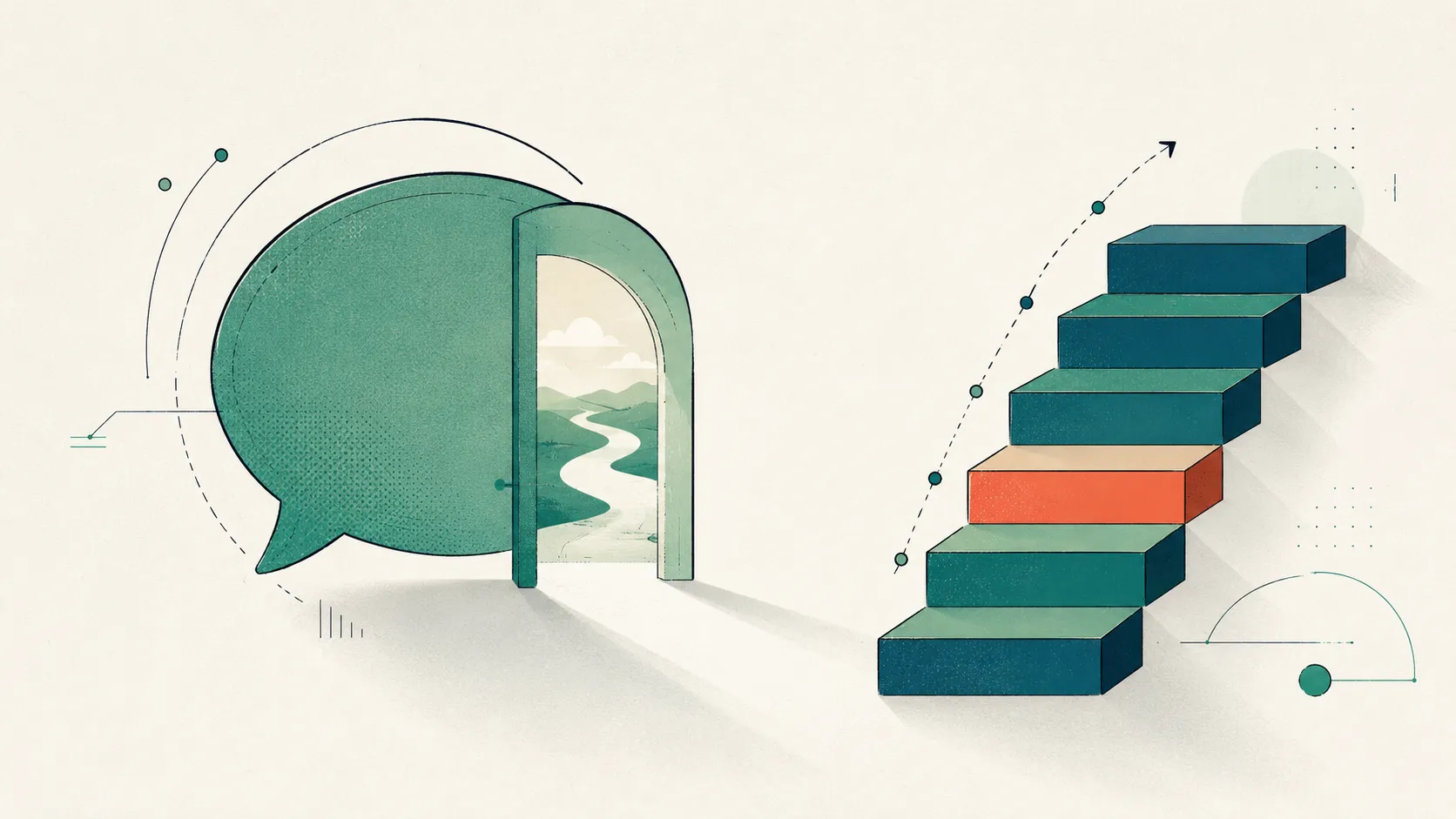 A patient's speech bubble opening beside a six-rung response ladder, illustrating the ECCS opportunity-and-response structure.